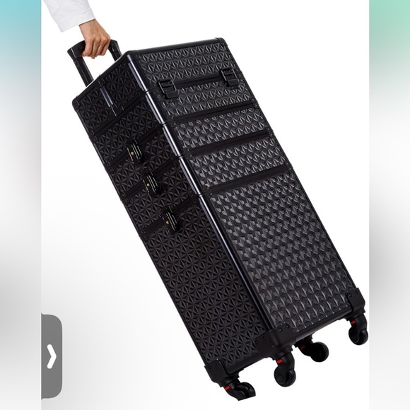 5 in 1 Professional Makeup Train Case Aluminum Cosmetic Case Rolling Makeup Case - Picture 8 of 9